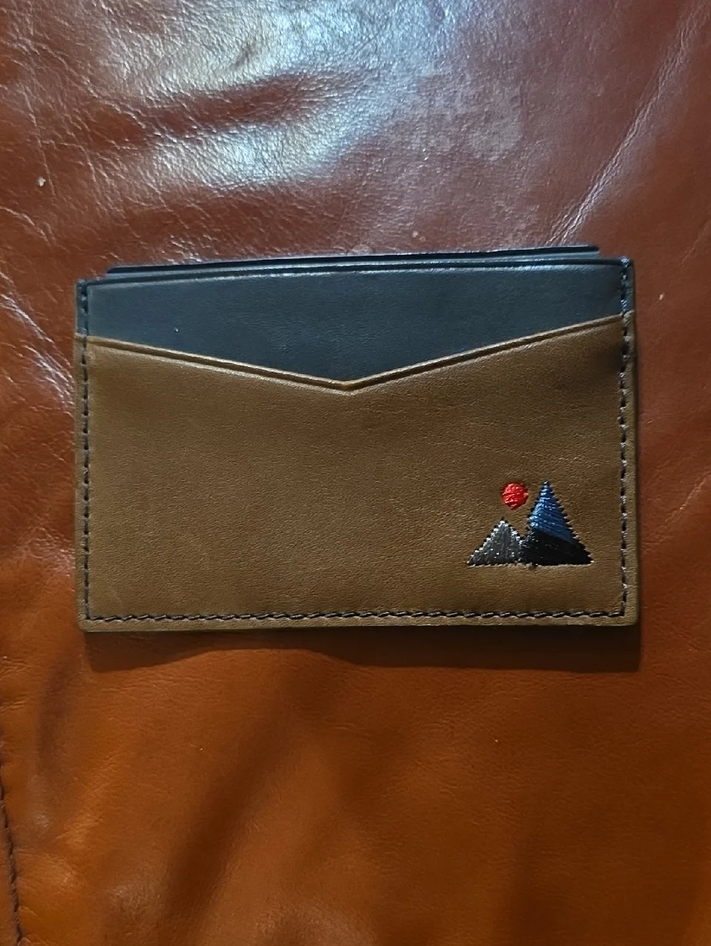 Men's Fossil Leather Card Holder Wallet - Brown/Black